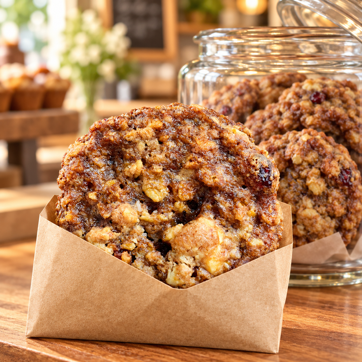 PieCraft oatmeal cranberry walnut cookie served fresh from the jar